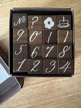 La Dolce Vita Set of 16 Wood Mounted Rubber Stamps - Numbers NIB